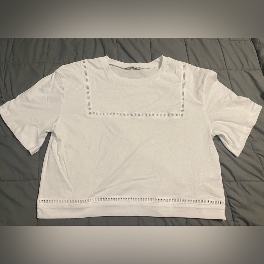 Zara white crop top Small